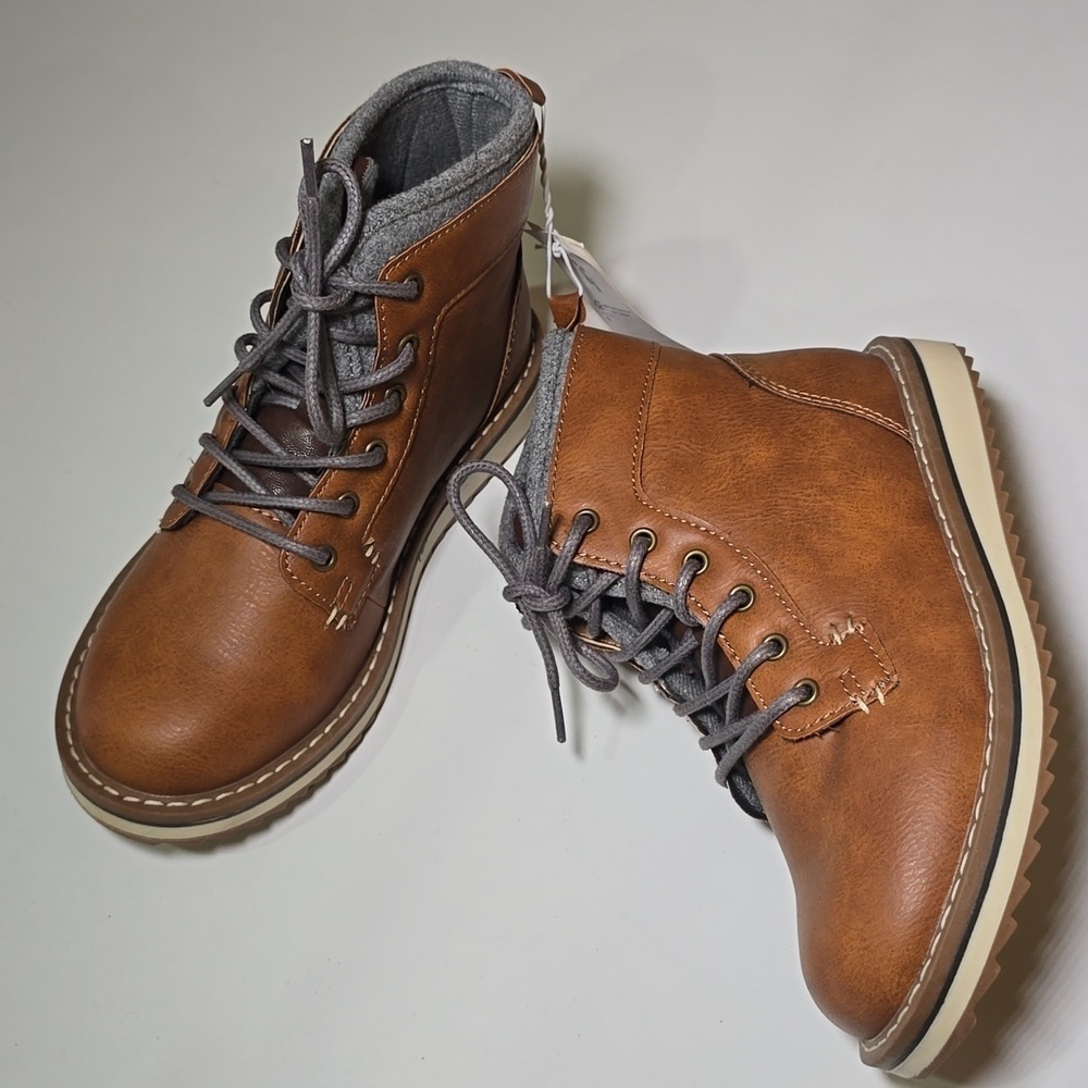 NWT OLD NAVY leather lace up Layered High Top Boots